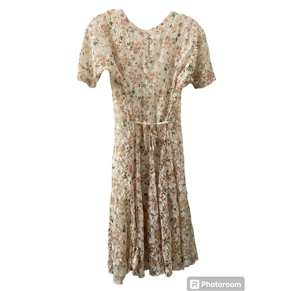 Vintage Nostalgia 90’s Floral Lace Sundress with Ribbon Waist Tie - Picture 2 of 3